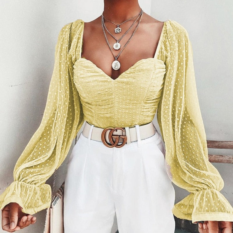 Blouse  Sweetheart Neckline Vintage - Necessary Clothing Store