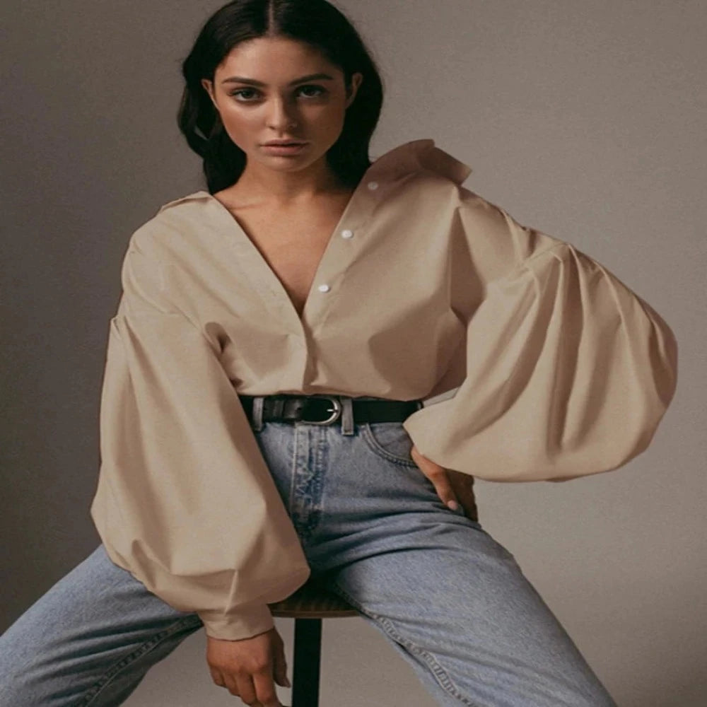Elegant Sexy Vintage Blouse Turn Down Collar - Necessary Clothing Store