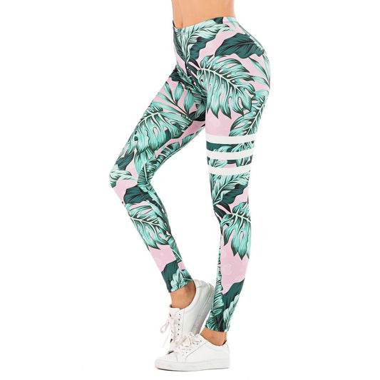 Brand Sexy Leaf Printing Fitness Slim High Waist Leggings - Necessary Clothing