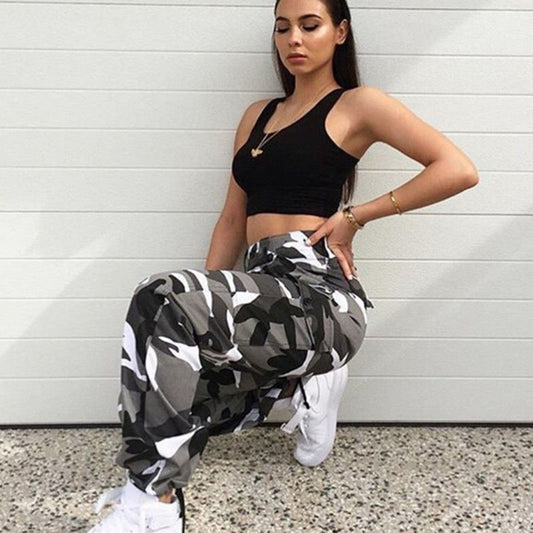 Camo Cargo High Waist Long Pants - Necessary Clothing
