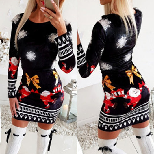 Christmas Bodycon Long Sleeve Dress - Necessary Clothing