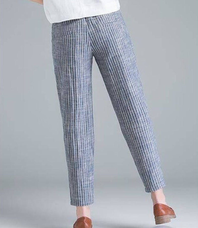 Elegant High Waist Cotton Pants - Necessary Clothing
