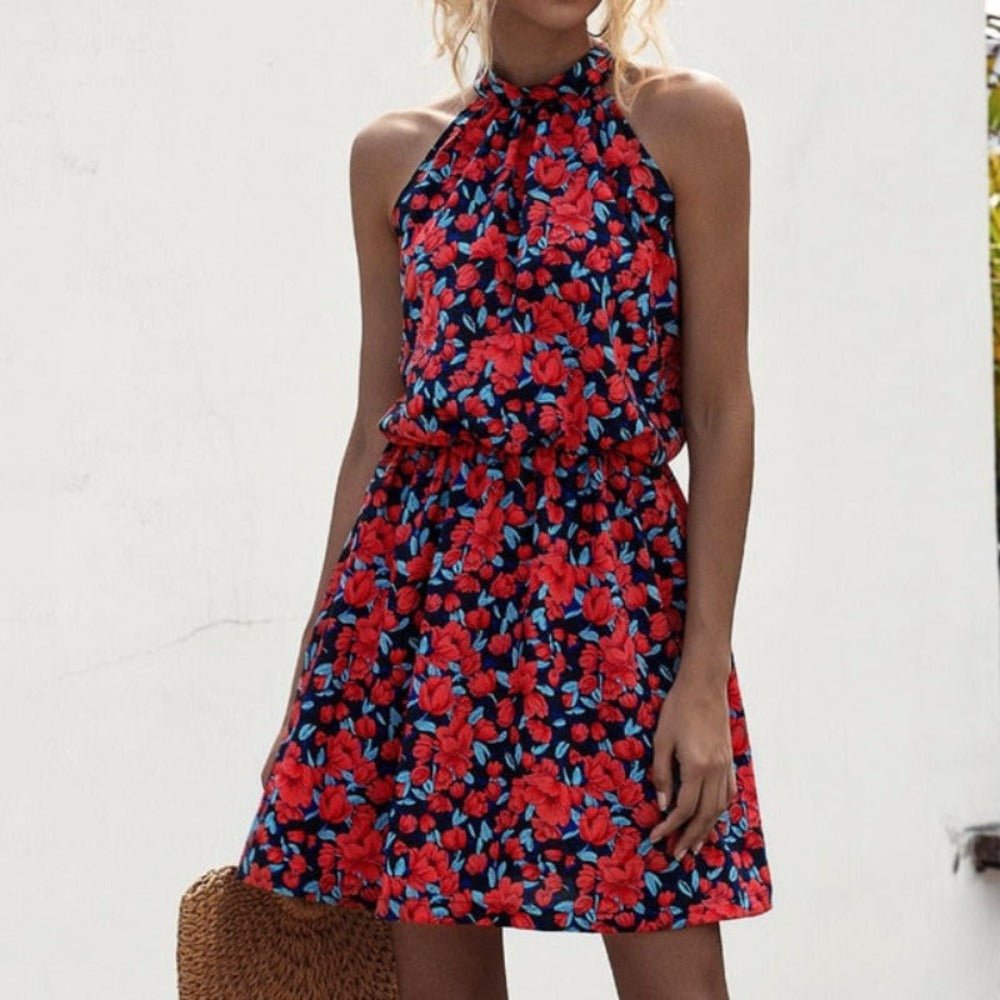 Elegant Long Dress Flowers Polka - Dot Strap - Necessary Clothing