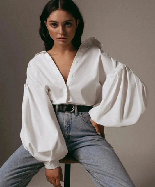 Elegant Sexy Vintage Blouse Turn Down Collar - Necessary Clothing