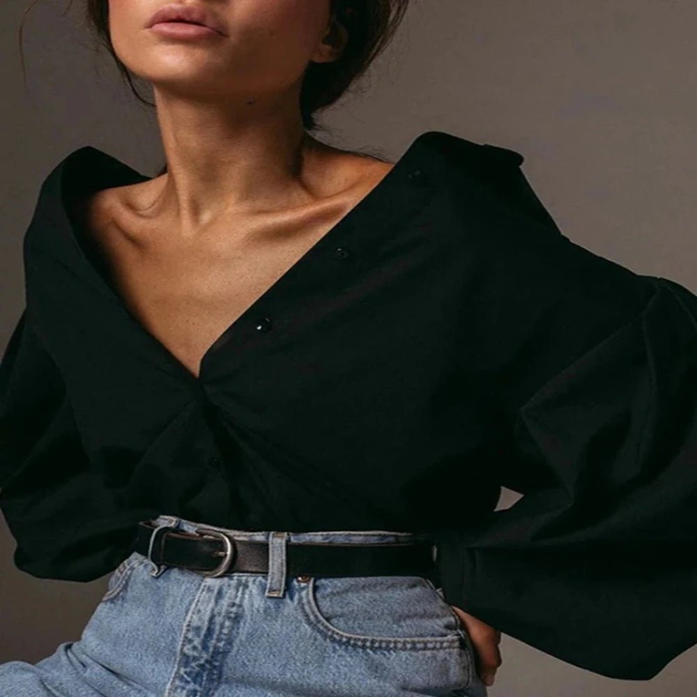 Elegant Sexy Vintage Blouse Turn Down Collar - Necessary Clothing