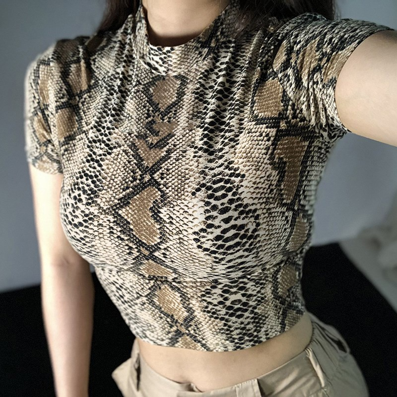 Snake Print Tank Top  High Collar - Necessary Clothing Store