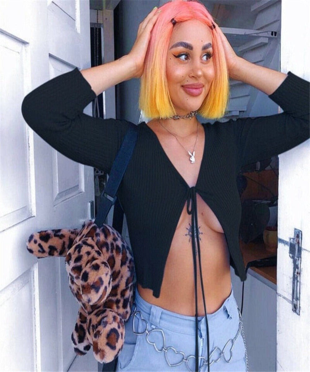 Front Tie Up Cropped Bolero Shrug Wrap Open Cardigan Top - Necessary Clothing