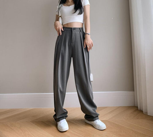 Full Length High Waisted Straight Pants - Necessary Clothing