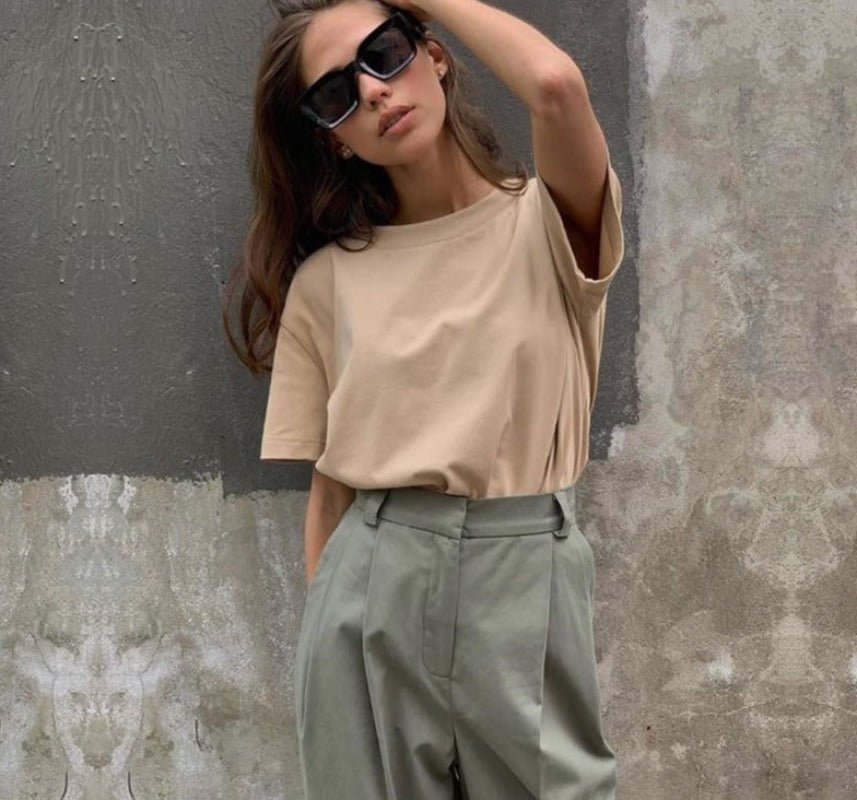 Knitted Cotton Short Sleeve T-shirt - Necessary Clothing