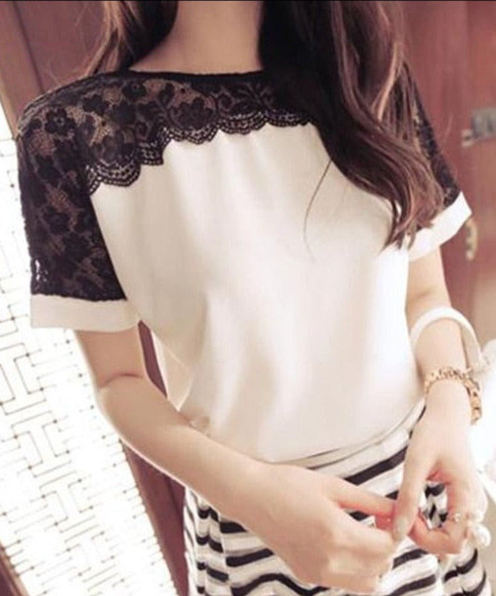 Lace Short Sleeve Blouse - Necessary Clothing