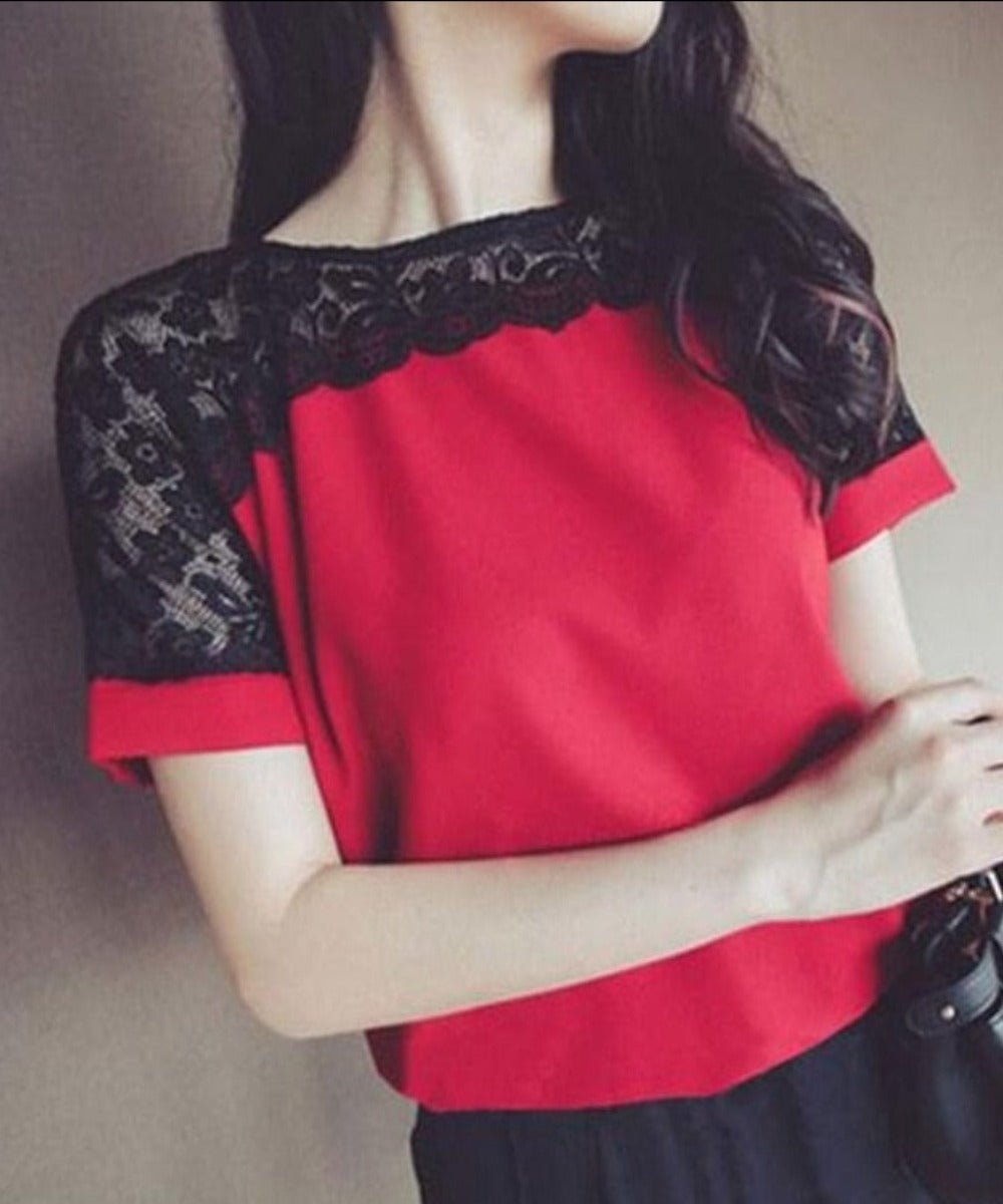 Lace Short Sleeve Blouse - Necessary Clothing