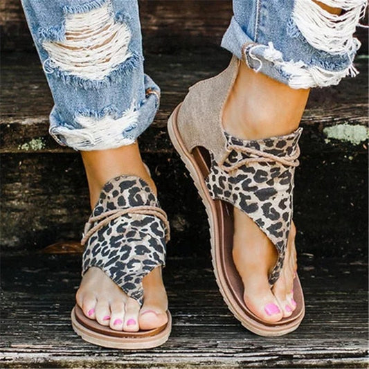Leopard Print Flat Sandals - Necessary Clothing