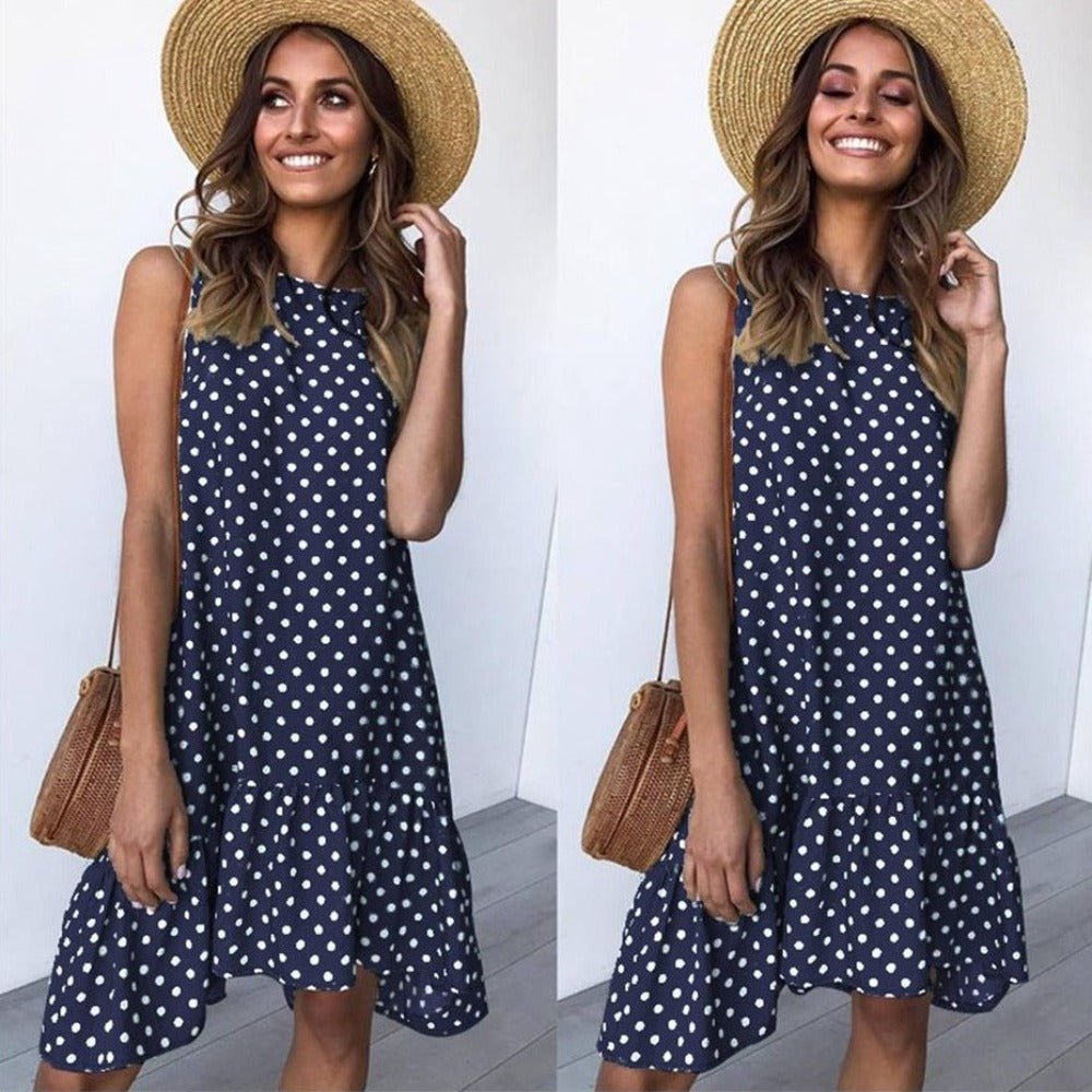 Polka Dot Chiffon Sleeveless Mini Dress - Necessary Clothing