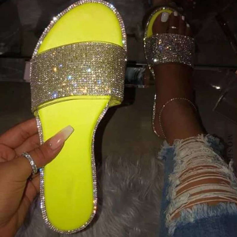 Crystal Flat Glitter Slides - Necessary Clothing Store