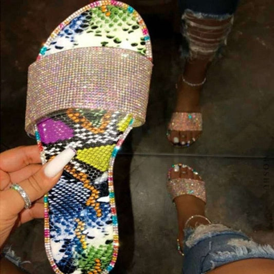 Crystal Flat Glitter Slides - Necessary Clothing Store