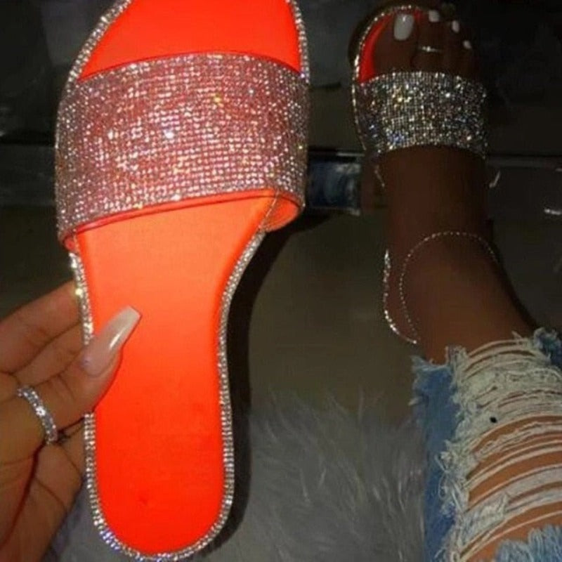 Crystal Flat Glitter Slides - Necessary Clothing Store