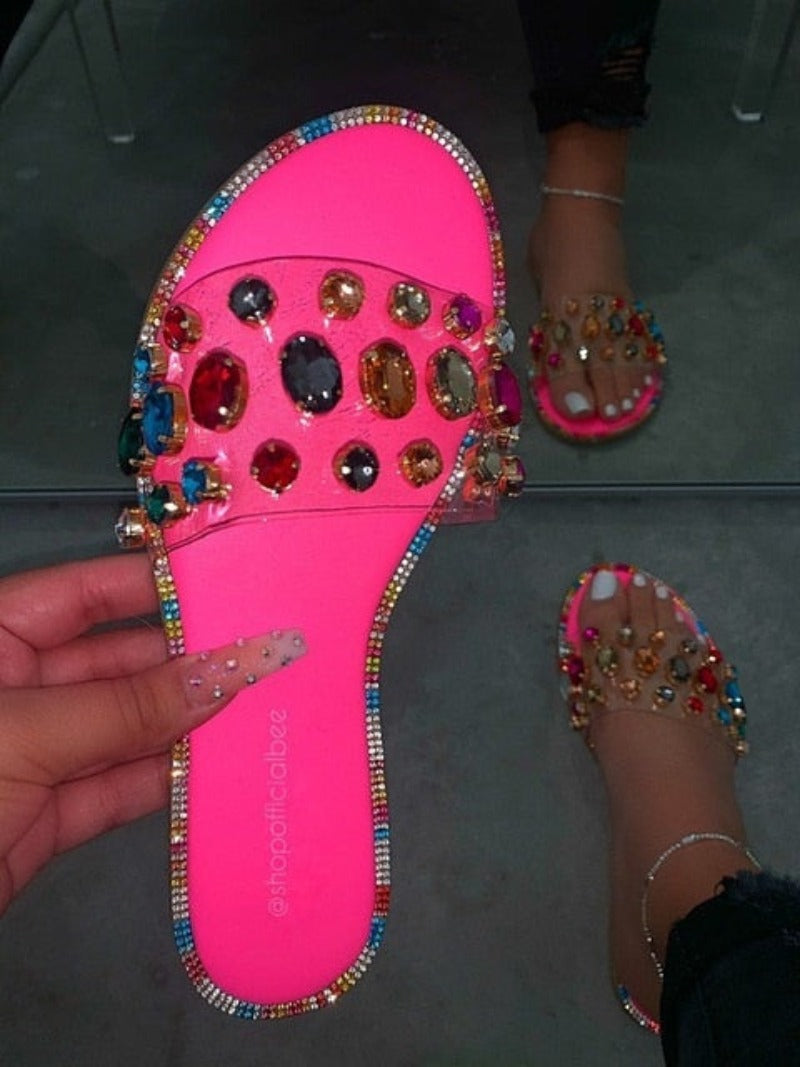 Crystal Flat Glitter Slides - Necessary Clothing Store