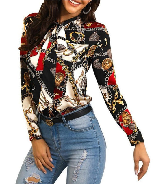 Neckline Long-Sleeved Blouse - Necessary Clothing Store