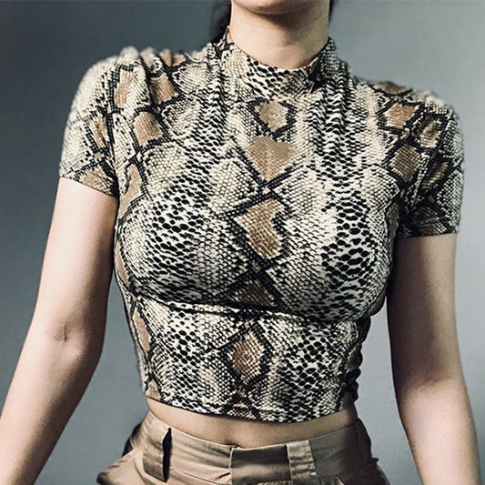 Snake Print Tank Top  High Collar - Necessary Clothing Store