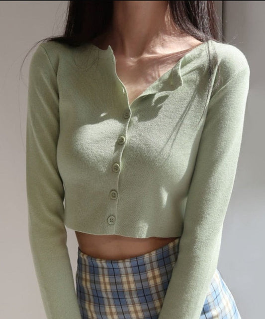 O-neck Short Knitted Sweater Thin Cardigan Short Sleeve Crop Top - Necessary Clothing Store