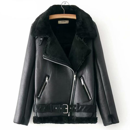 Velvet Short Lapels Fur Thick Jacket Bomber - Necessary Clothing Store