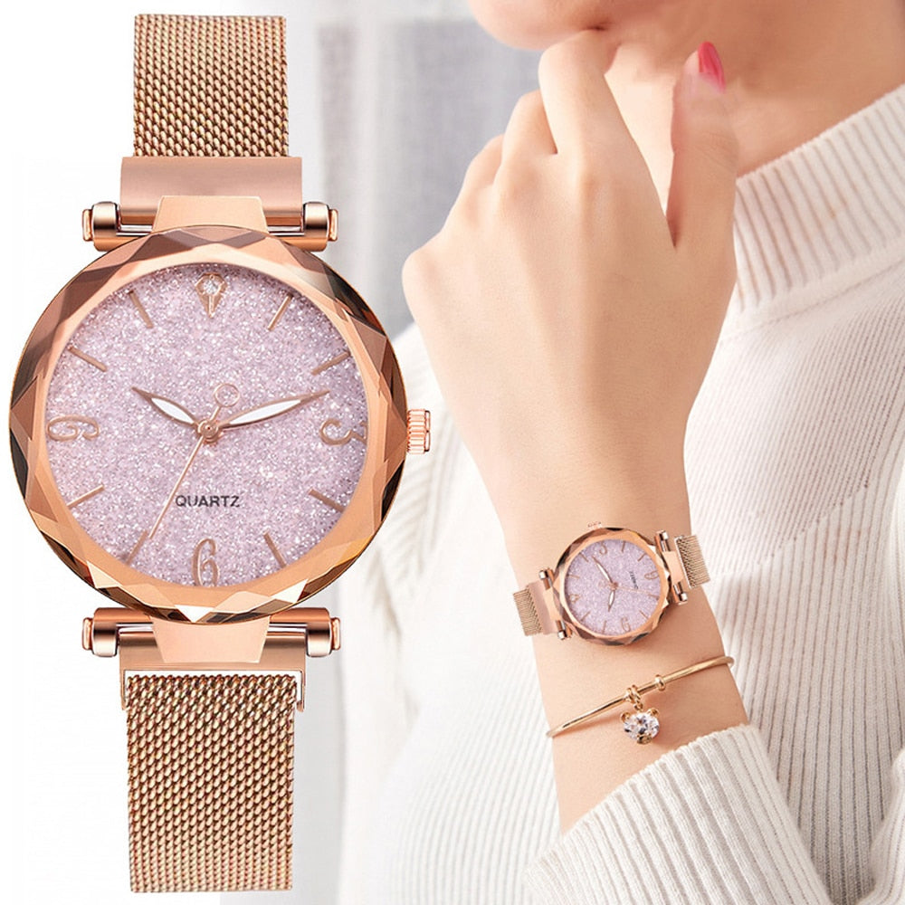 Top Brand Luxury Magnetic Starry Sky Mesh Wrist Watch - Necessary Clothing Store