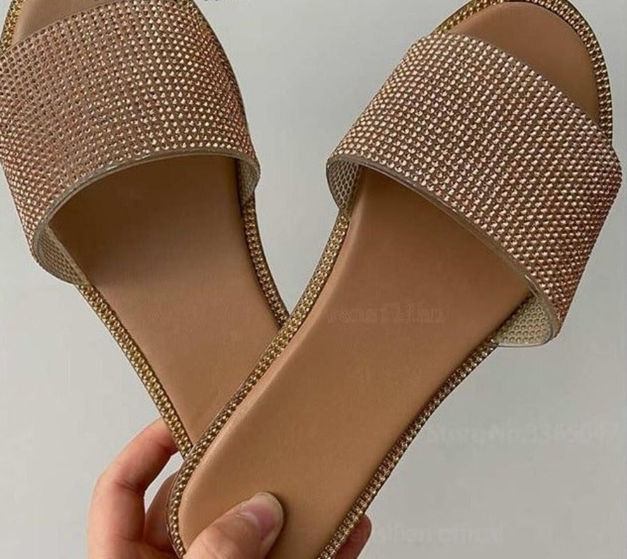 Crystal Flat Glitter Slides - Necessary Clothing Store