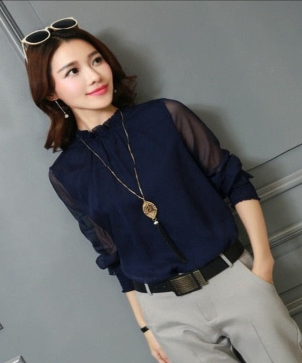 Chiffon Blouse Long Sleeve - Necessary Clothing Store