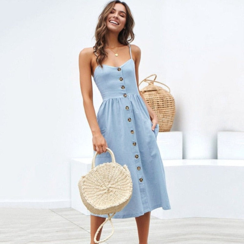 Print Floral Stripe Long Dress Sexy V-Neck - Necessary Clothing Store