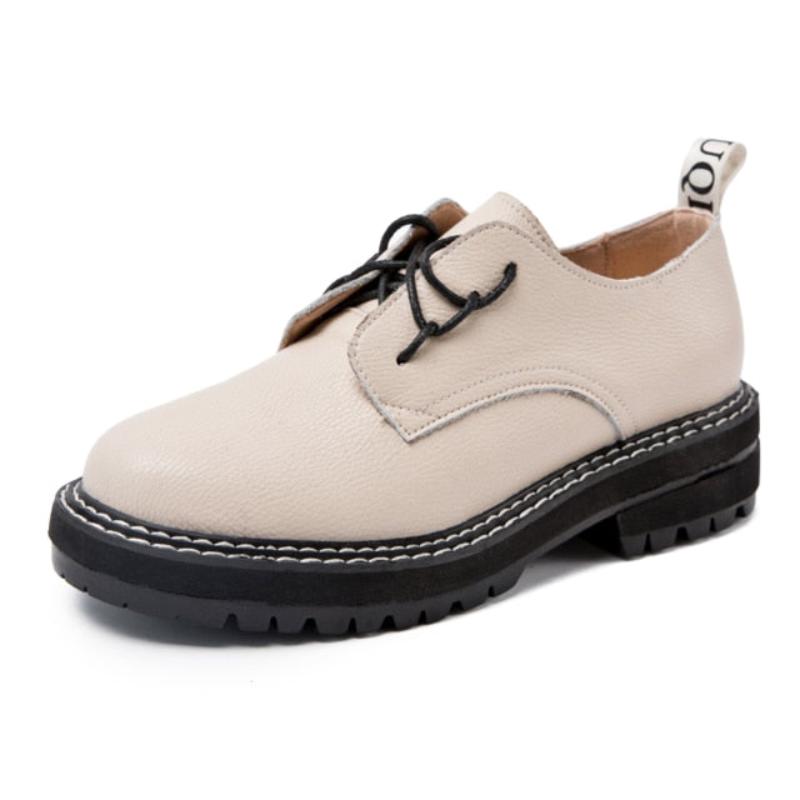 Genuine Leather Wild Thick British Style Oxford Student Shoes - Necessary Clothing Store