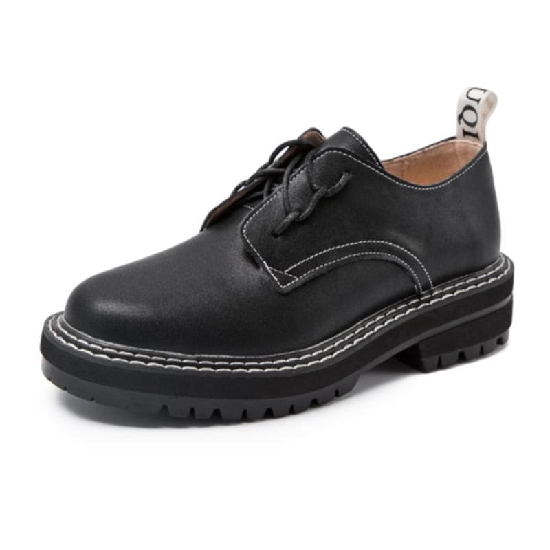 Genuine Leather Wild Thick British Style Oxford Student Shoes - Necessary Clothing Store
