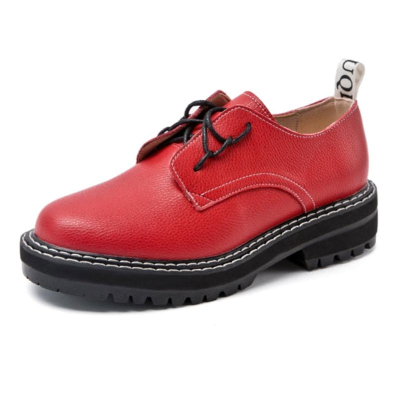 Genuine Leather Wild Thick British Style Oxford Student Shoes - Necessary Clothing Store