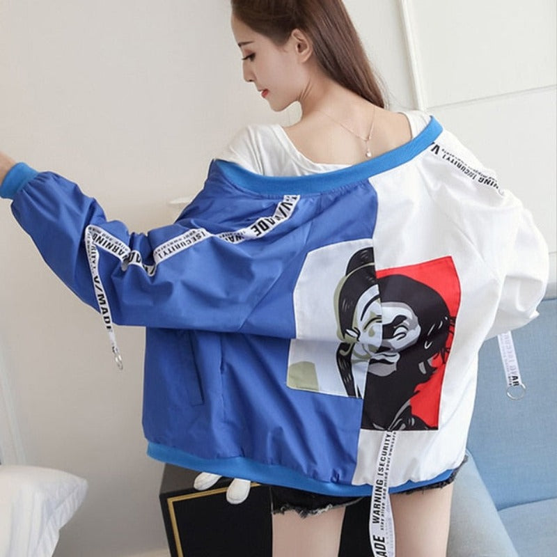 Clown Print Thin Chic Windbreaker Baseball Bomber - Necessary Clothing Store