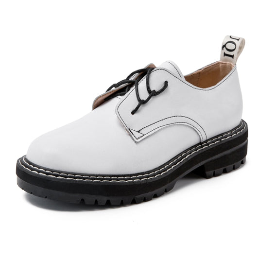 Genuine Leather Wild Thick British Style Oxford Student Shoes - Necessary Clothing Store
