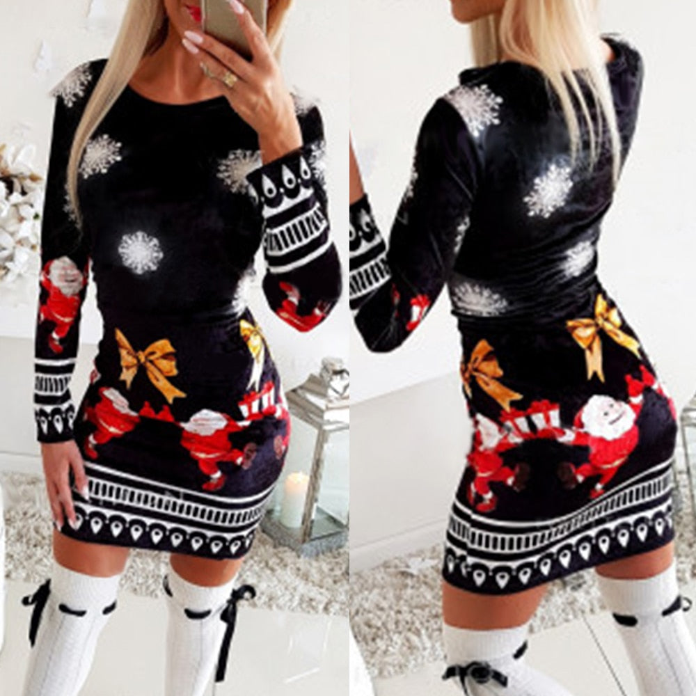 Christmas Body-con Long Sleeve Dress - Necessary Clothing Store