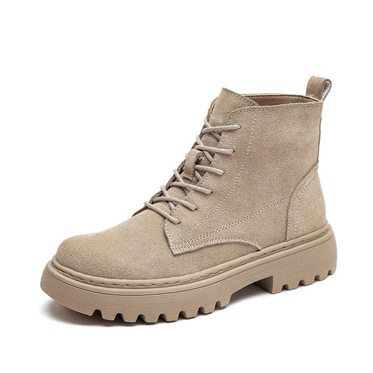 Suede Leather Women Flat Platform Short Ankle Boots - Necessary Clothing Store