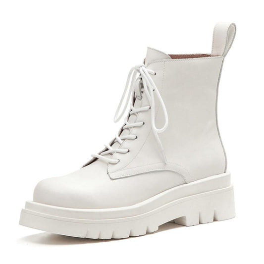 Woman Real Leather Ankle Warm Platform Short Boots - Necessary Clothing Store