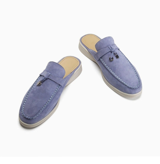 Natural Suede Mules Luxury Brand Designer Shoes Flat Genuine Leather - Necessary Clothing Store