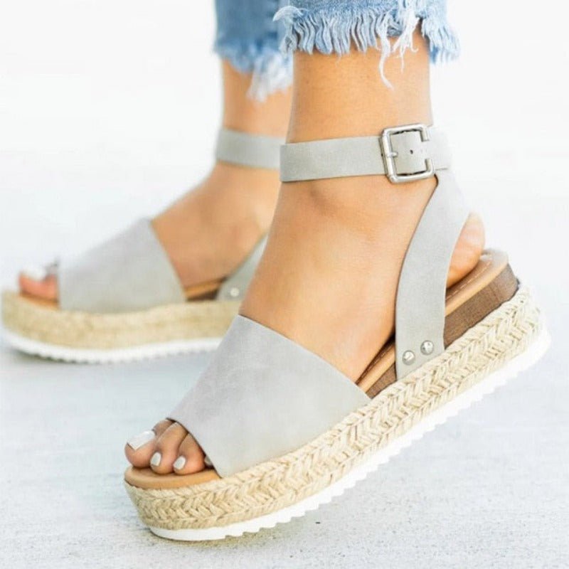 Soft Leather Platform Wedged Sandals - Necessary Clothing