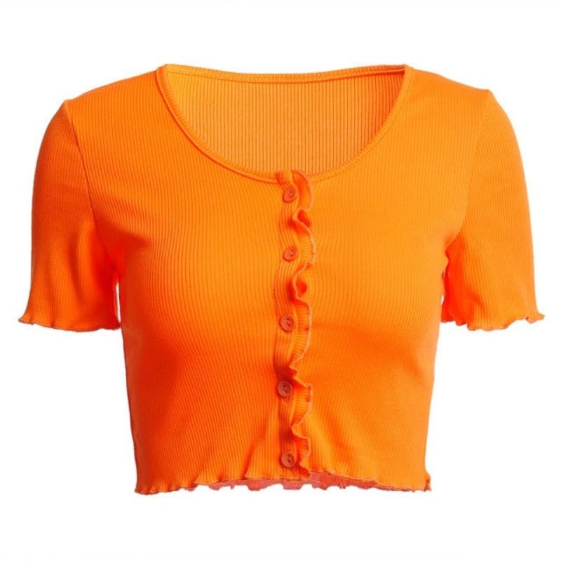 Stretchy Ruffle Sleeve Crop Top - Necessary Clothing
