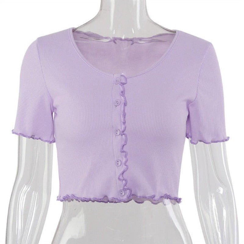 Stretchy Ruffle Sleeve Crop Top - Necessary Clothing