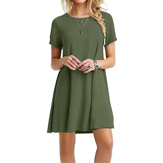 Summer Mini Short Sleeve Beach Loose Dress - Necessary Clothing