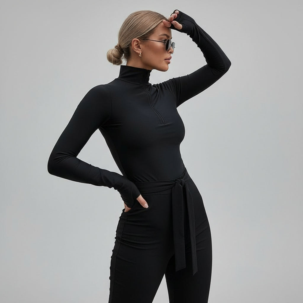 Velvet Long Sleeve Zipper Jumpsuit - Necessary Clothing