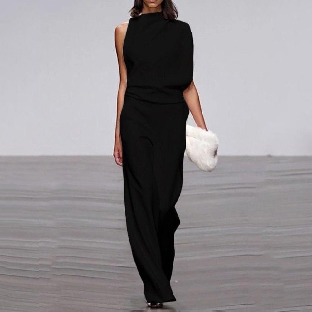 Wide Leg Romper Mid-Waist Jumpsuit - Necessary Clothing