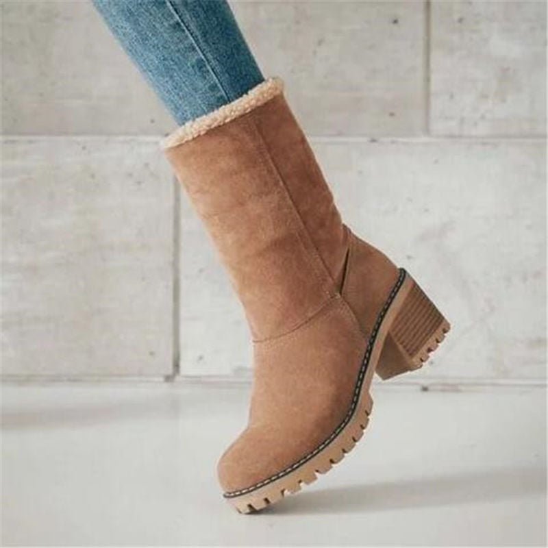 Women Fur Warm Wool Ankle Boot Comfortable Mid Boots - Necessary Clothing